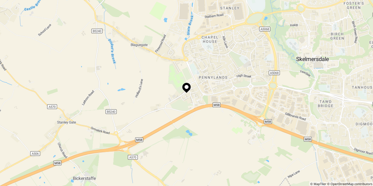 Approximate location of Liverpool Road, Skelmersdale, WN8 8BX