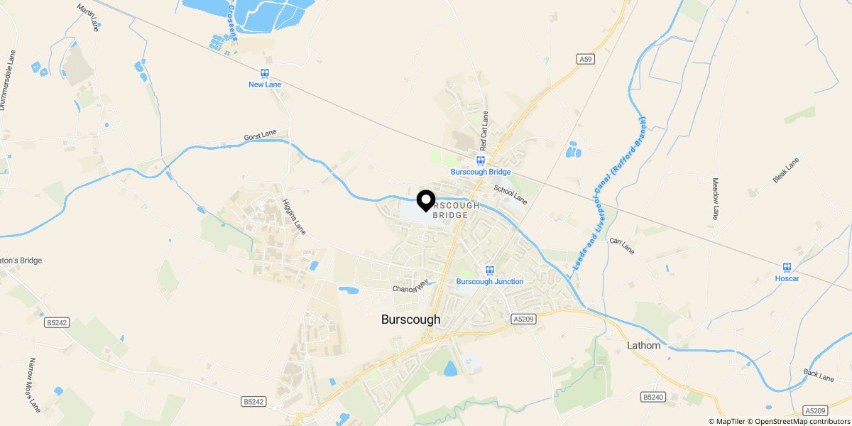 Approximate location of Trevor Road, Burscough, Ormskirk, L40 7RU