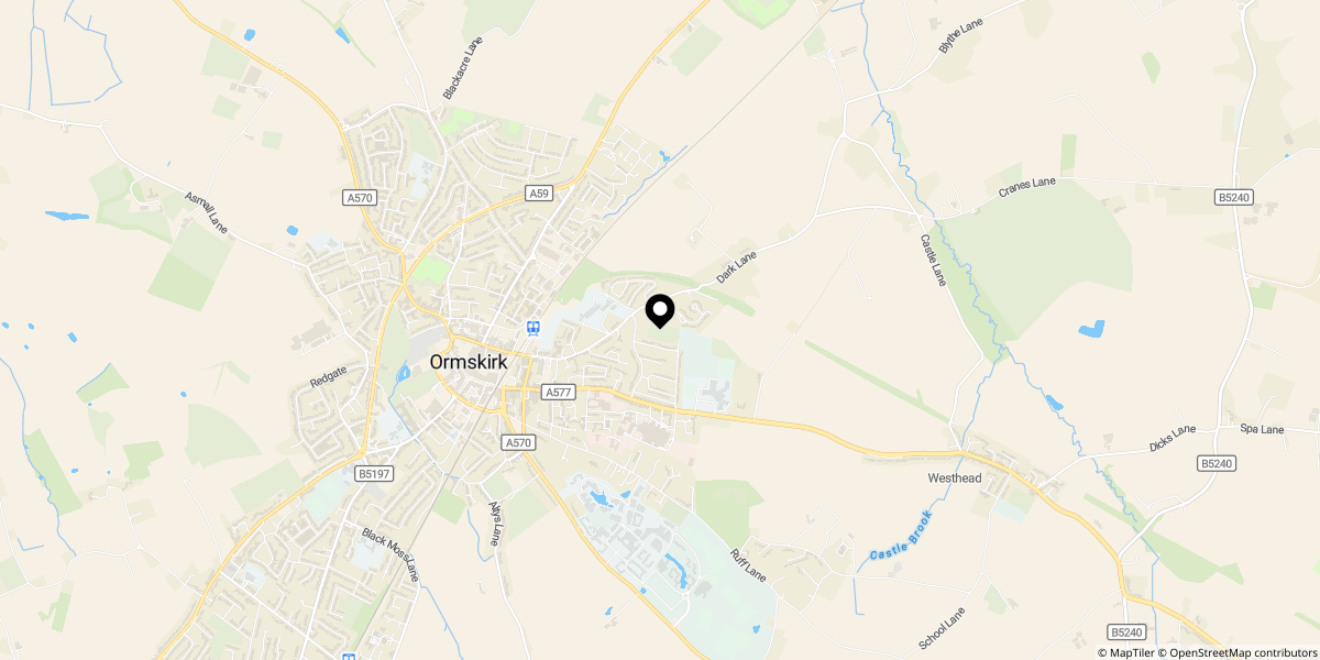 Approximate location of Tower Hill, Ormskirk, L39 2EF