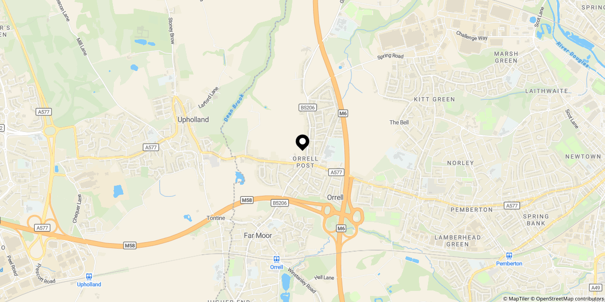 Approximate location of Gathurst Road, Orrell, Wigan, WN5 8QH