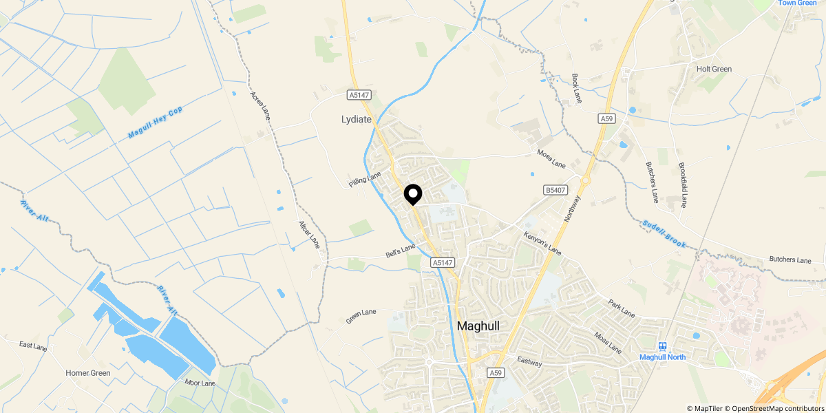 Approximate location of Huntingdon Grove, Liverpool, L31 4JQ