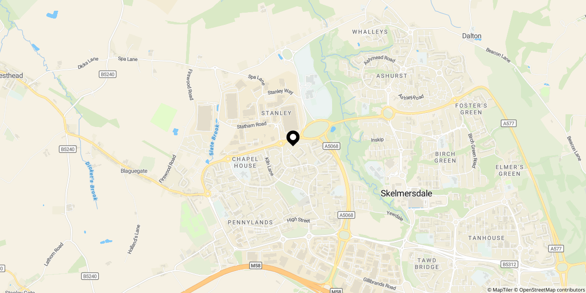 Approximate location of Millbrook Close, Skelmersdale, WN8 8QS