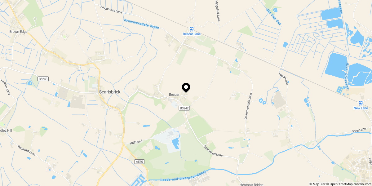 Approximate location of Hillock Lane, Scarisbrick, Ormskirk, L40